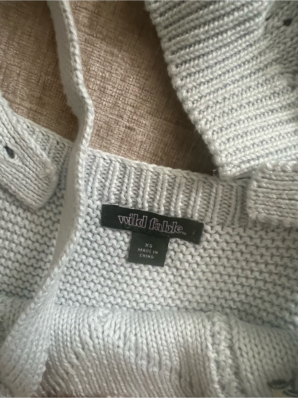 Wild Fable Women's Open-Knit Cardigan with Floral Embroidery - Picture 3 of 4